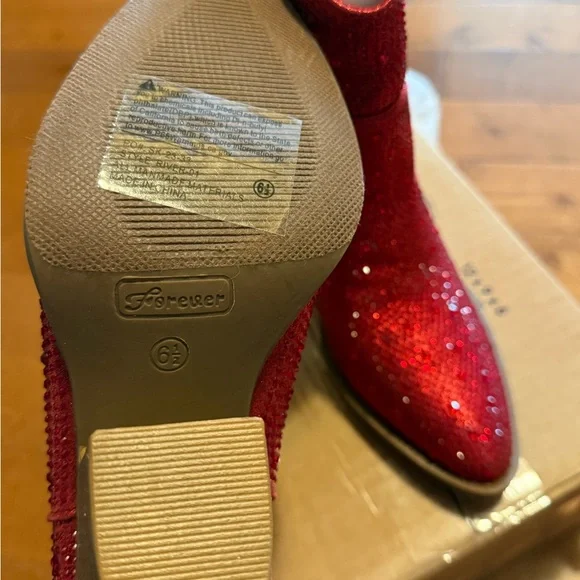 NEW- Forever Link Red Rhinestone Ankle Booties - Picture 6 of 7